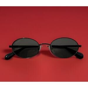 Max & Co Sunglasses Womens Oval Black Gold Metal MO0093 01A 50/18/140 Gray Lens